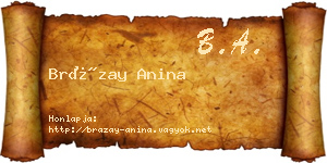 Brázay Anina névjegykártya